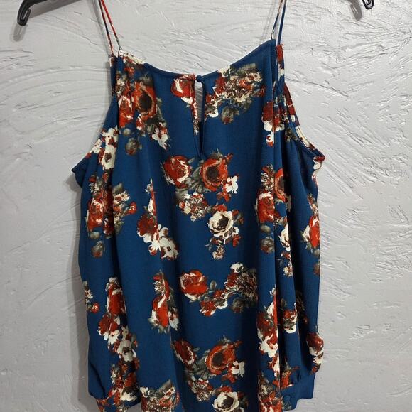 Sweet Wanderer Woman's Blue Flowered Top size S openings in shoulders - Picture 3 of 7